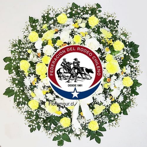 Coronas de flores para funeral con logo corporativo