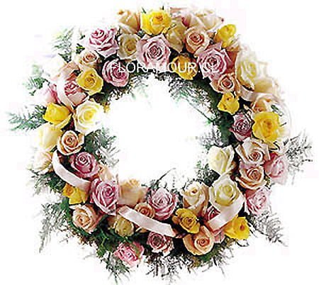 Corona de flores para funeral de rosas mixtas