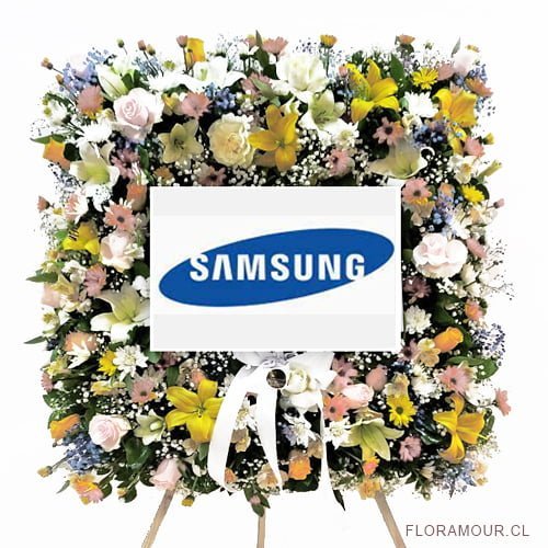 Corona de flores mixtas para funeral, de forma cuadrada para ceremonias institucionales, empresariales o familiares.